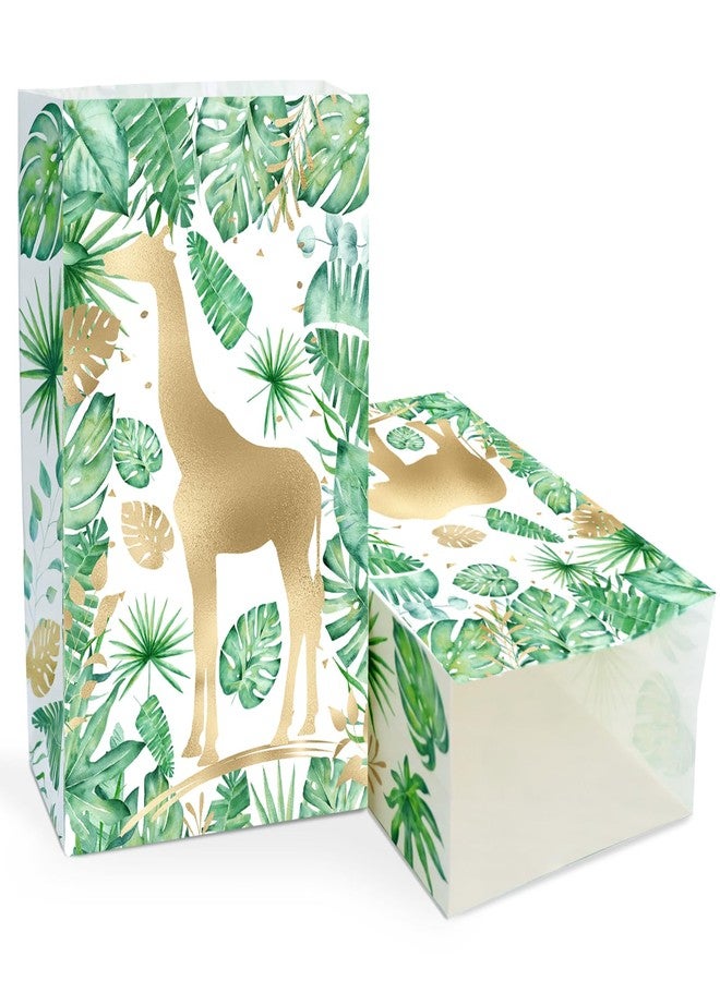 HaPiBiDesign 24 PCS Gold Safari Party Favor Bags with Stickers - Jungle Gold Party Candy Bags - Gold Safari Goodie Gift Treat Bags Gold Safari Themed Birthday Party Supplies - Image 2